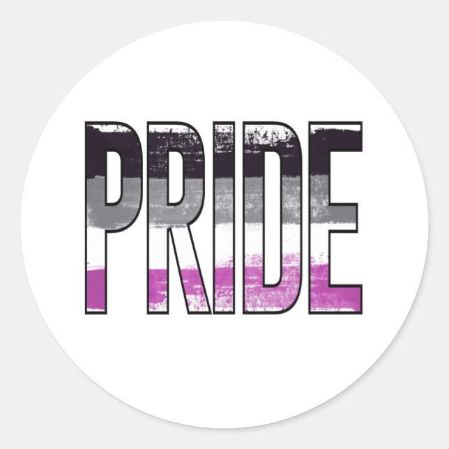 Asexual Pride Word Classic Round Sticker (Front)