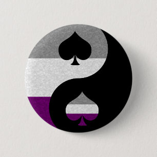 Asexual Pride Yin and Yang Symbol in Pride Flag 6 Cm Round Badge