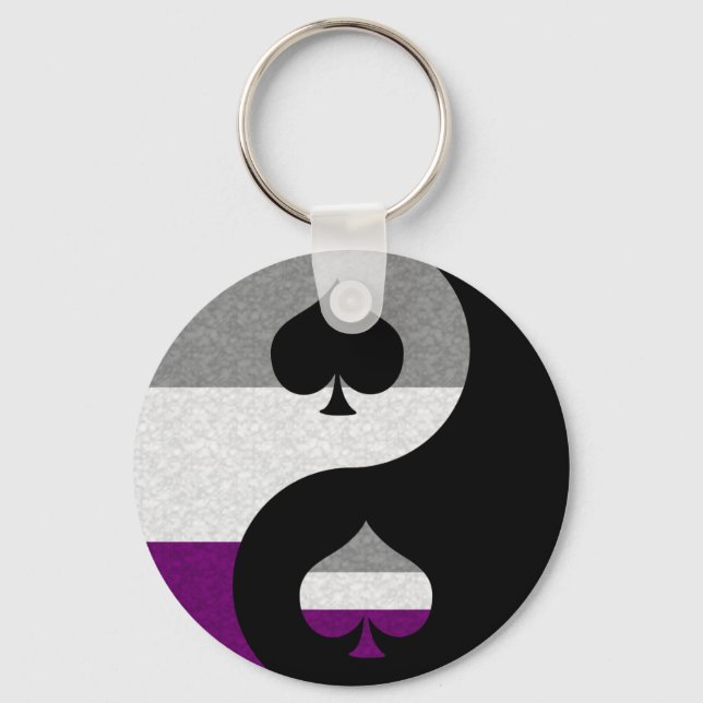 Asexual Pride Yin and Yang Symbol in Pride Flag  Key Ring (Front)
