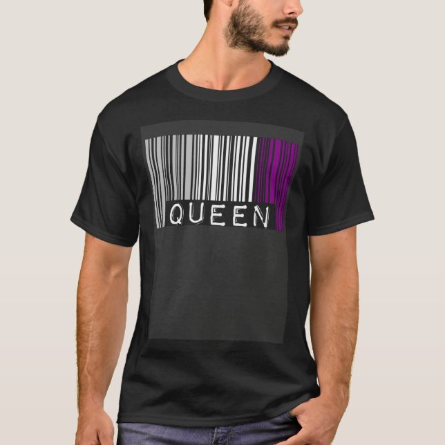 Asexual Queen Barcode Asexual Pride Flag Aesthetic T-Shirt (Front)