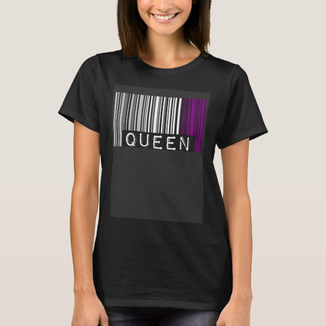 Asexual Queen Barcode Asexual Pride Flag Aesthetic T-Shirt (Front)