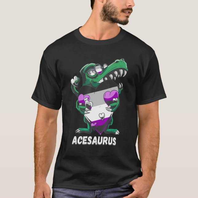 Asexual Rex Dino Ace Heart Lgbqa Asexual Flag Asex T-Shirt (Front)