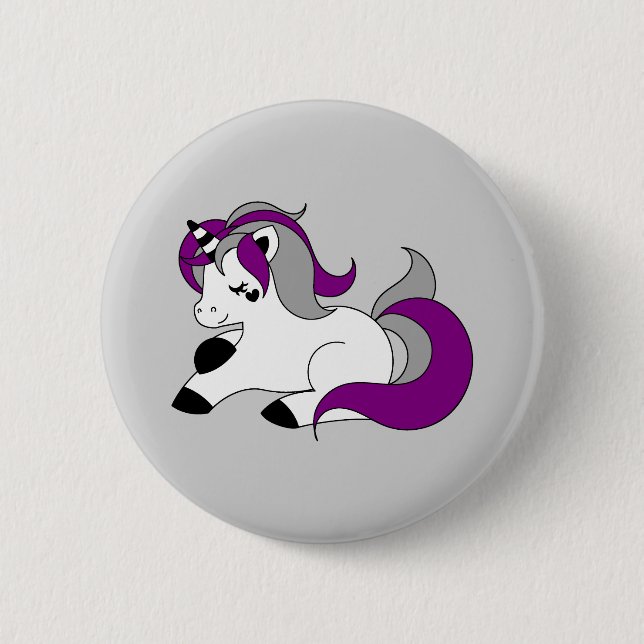 Asexual unicorn 6 cm round badge (Front)