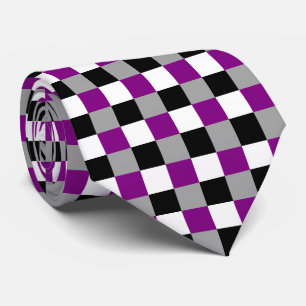 Asexuality colors checkered pattern tie