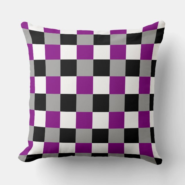 Asexuality colours chequered pattern throw pillow (Front)