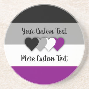 Asexuality pride flag with hearts coaster