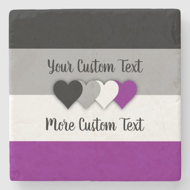 Asexuality pride flag with hearts stone coaster (Front)