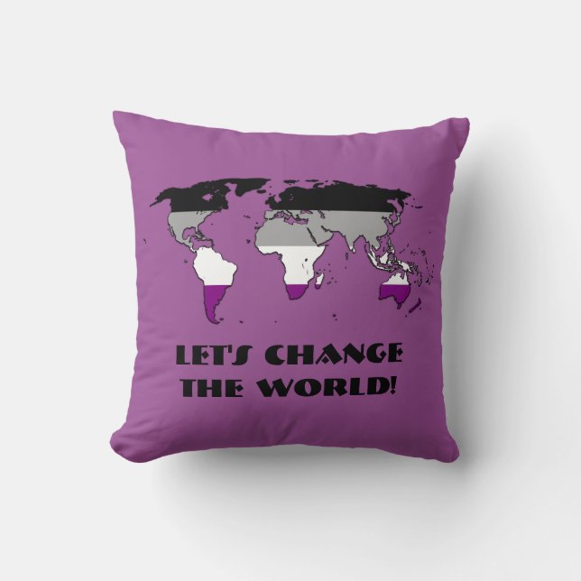 Asexuality  Pride Map of The World Throw Pillow (Front)