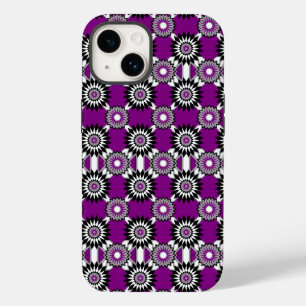 Asexuality pride / purple mirror flower pattern Case-Mate iPhone 14 case