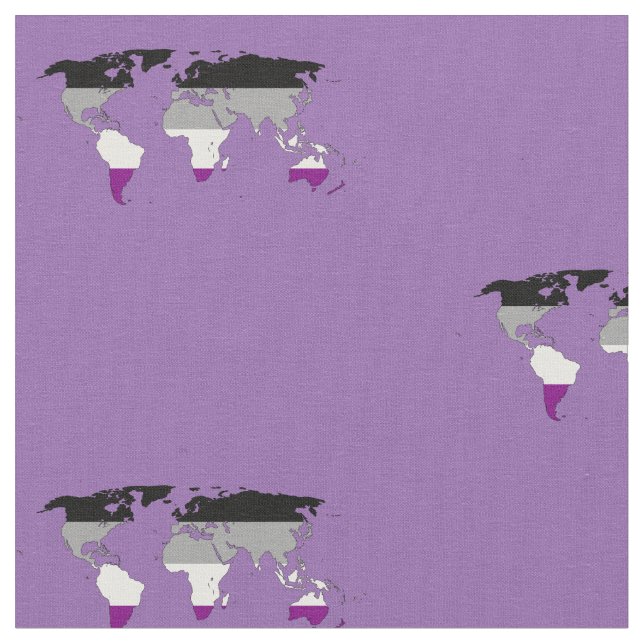 Asexuality pride world map fabric (Close Up)
