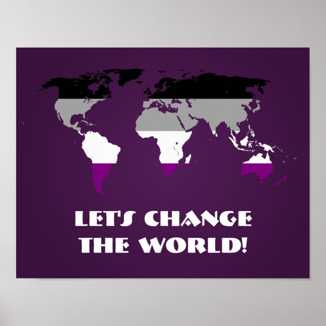 Asexuality pride world map poster (Front)