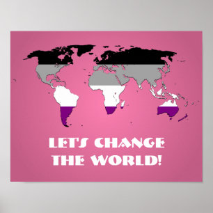 Asexuality pride world map poster