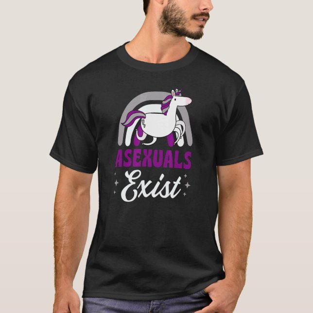 Asexuals Exist Asexual Pride Minimalist Rainbow Un T-Shirt (Front)
