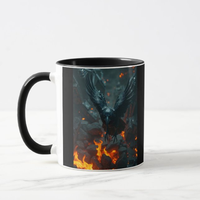 Ash and Ember – Rebirth Crow Mug | Dark Curiosity  (Left)