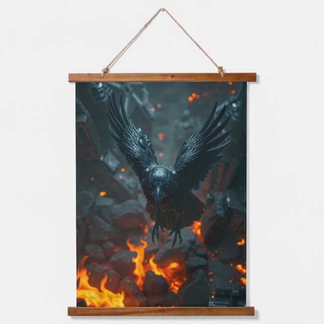 Ash and Ember – The Crow Reborn from Fire Wall Tap Hanging Tapestry (Front)