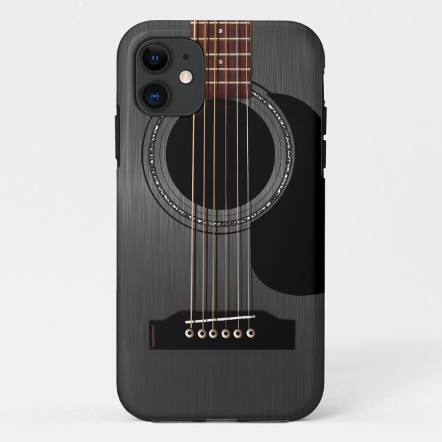 Ash Black Acoustic Guitar Case-Mate iPhone Case (Back)