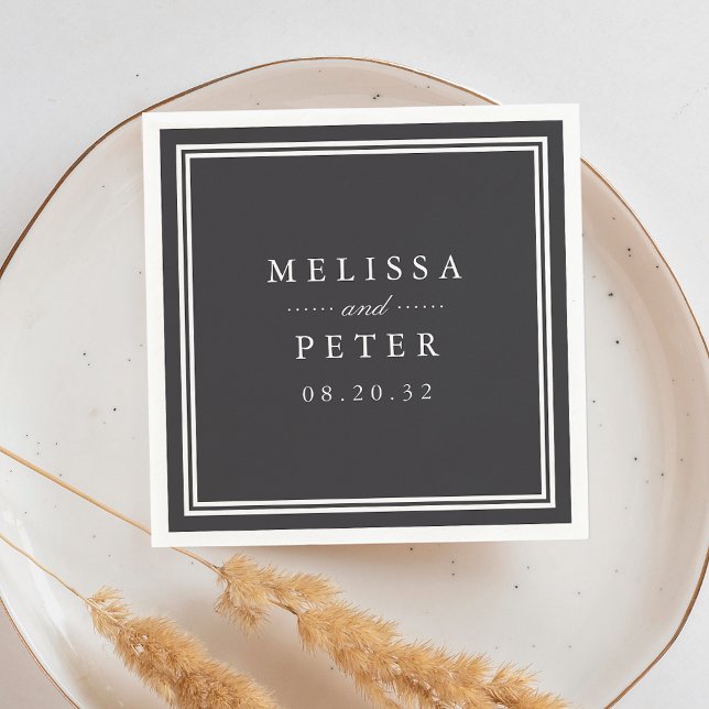 Ash Black | Classic Personalised Wedding Napkin (Creator Uploaded)