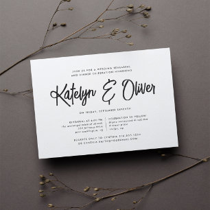 Ash Black   Modern Signature Rehearsal Dinner Invitation