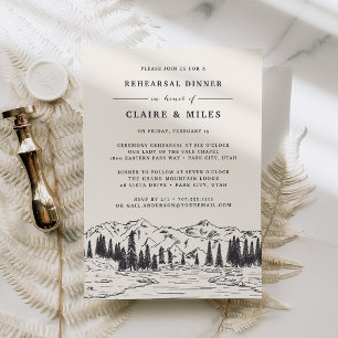 Ash Black   Mountain Sketch Rehearsal Dinner Invitation
