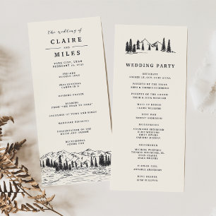 Ash Black   Mountain Sketch Wedding Ceremony Program