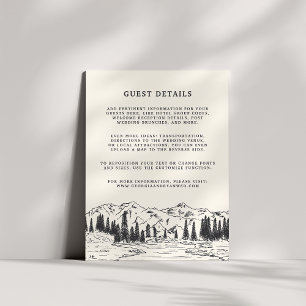 Ash Black Mountain Sketch Wedding Guest Details Enclosure Card