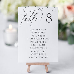 Ash Black + White Table Number + Guest Names
