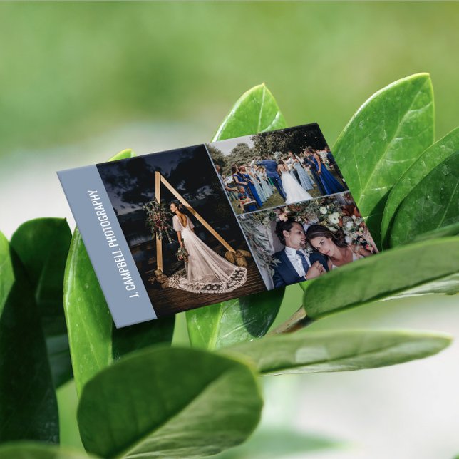 Ash Blue Photo Collage Professional Photographer Business Card (Creator Uploaded)