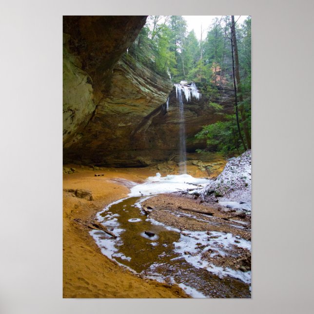 Ash Cave in Winter, Ohio Poster (Front)