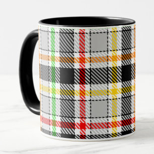 Ash Gray Black Multicolour Flannel Plaid Tartan Mug