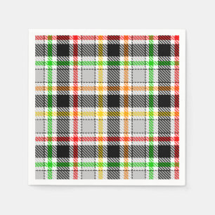 Ash Gray Black Multicolour Flannel Plaid Tartan Napkin