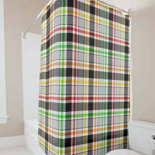 Ash Gray Black Multicolour Flannel Plaid Tartan Shower Curtain