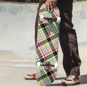 Ash Gray Black Multicolour Flannel Plaid Tartan Skateboard