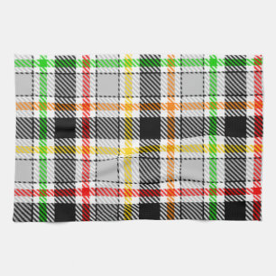 Ash Gray Black Multicolour Flannel Plaid Tartan Tea Towel
