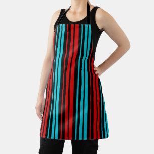 Ash Gray Black White Stripes Pattern   Apron
