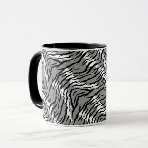 Ash Gray Tiger Skin Pattern Design  Mug