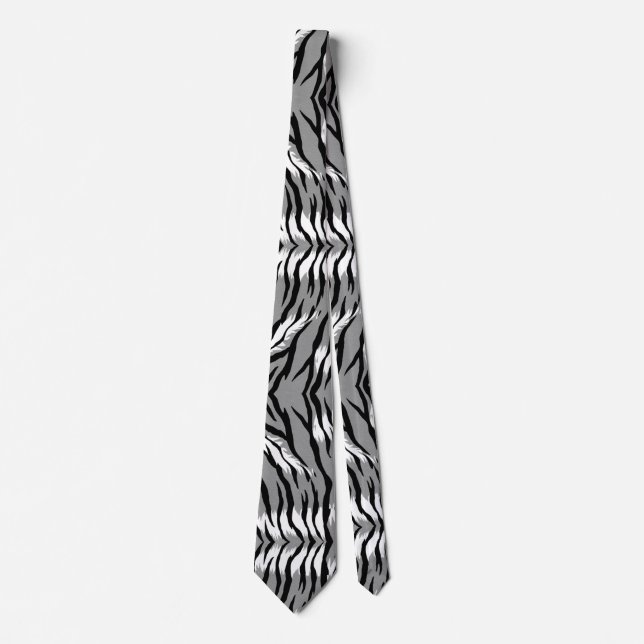 Ash Gray Tiger Skin Pattern Design  Tie (Front)