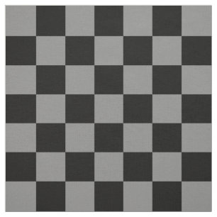 Ash Grey and Black Chequered Pattern Textile Fabric