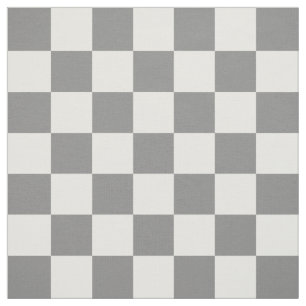 Ash Grey and White Chequered Pattern Textile Fabric