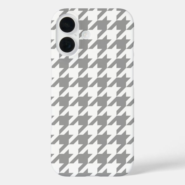 Ash Grey and White Houndstooth Check Case-Mate iPhone Case (Back)