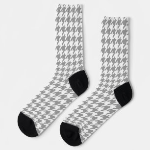 Ash Grey and White Houndstooth Check Socks