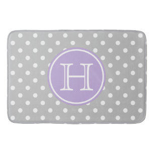 Ash Grey and White Polka Dots With Sweet Lavender Bath Mat