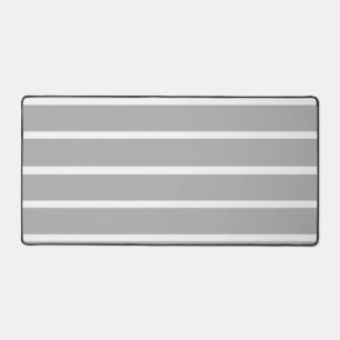 Ash Grey and White Stripes Design Desk Mat