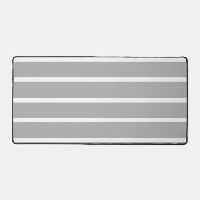 Ash Grey and White Stripes Design Desk Mat (Front)