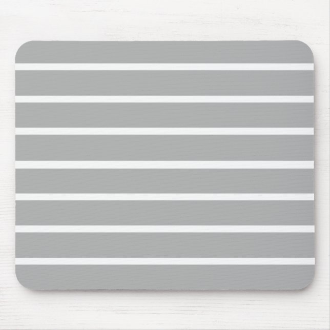 Ash Grey and White Stripes Design Mouse Pad (Front)