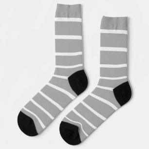 Ash Grey and White Stripes Design Socks