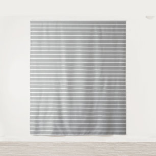 Ash Grey and White Stripes Design Tapestry