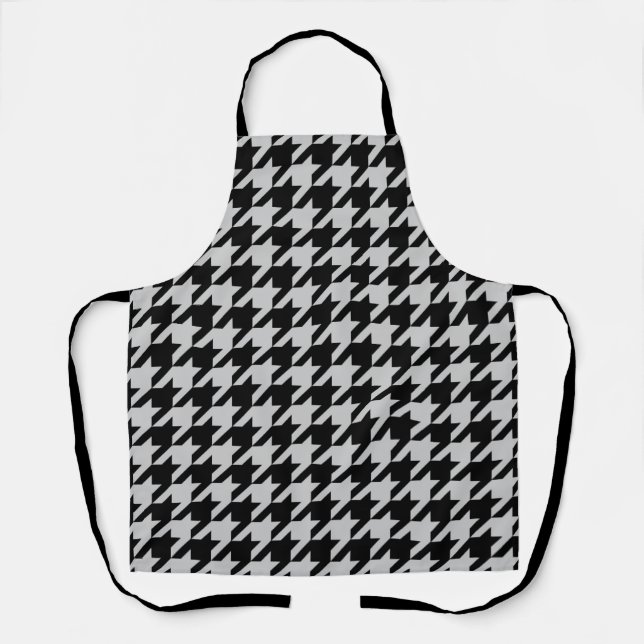 Ash Grey Black Houndstooth Check Apron (Front)
