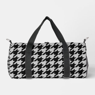 Ash Grey Black Houndstooth Check Duffle Bag