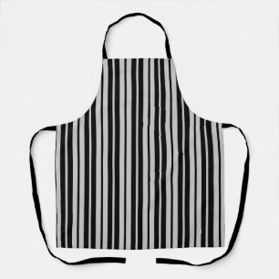 Ash Grey Black Vertical Stripes Pattern Apron