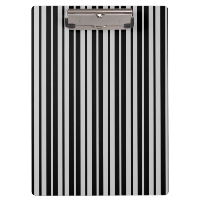Ash Grey Black Vertical Stripes Pattern Clipboard (Front)